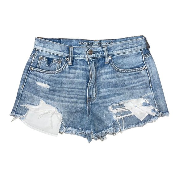 American Eagle AEO Distressed Womens Shorts 8 Vintage HiRise Festival Booty - Picture 1 of 7